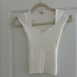 Wilfred Cream Ribbed Sweetheart Neck Tank
